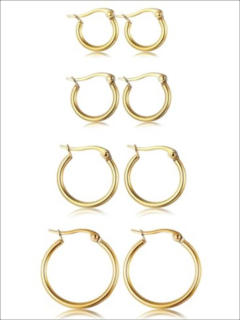 Stainless Steel Hoop Earrings Set Huggie Earrings for Women Gold Plated